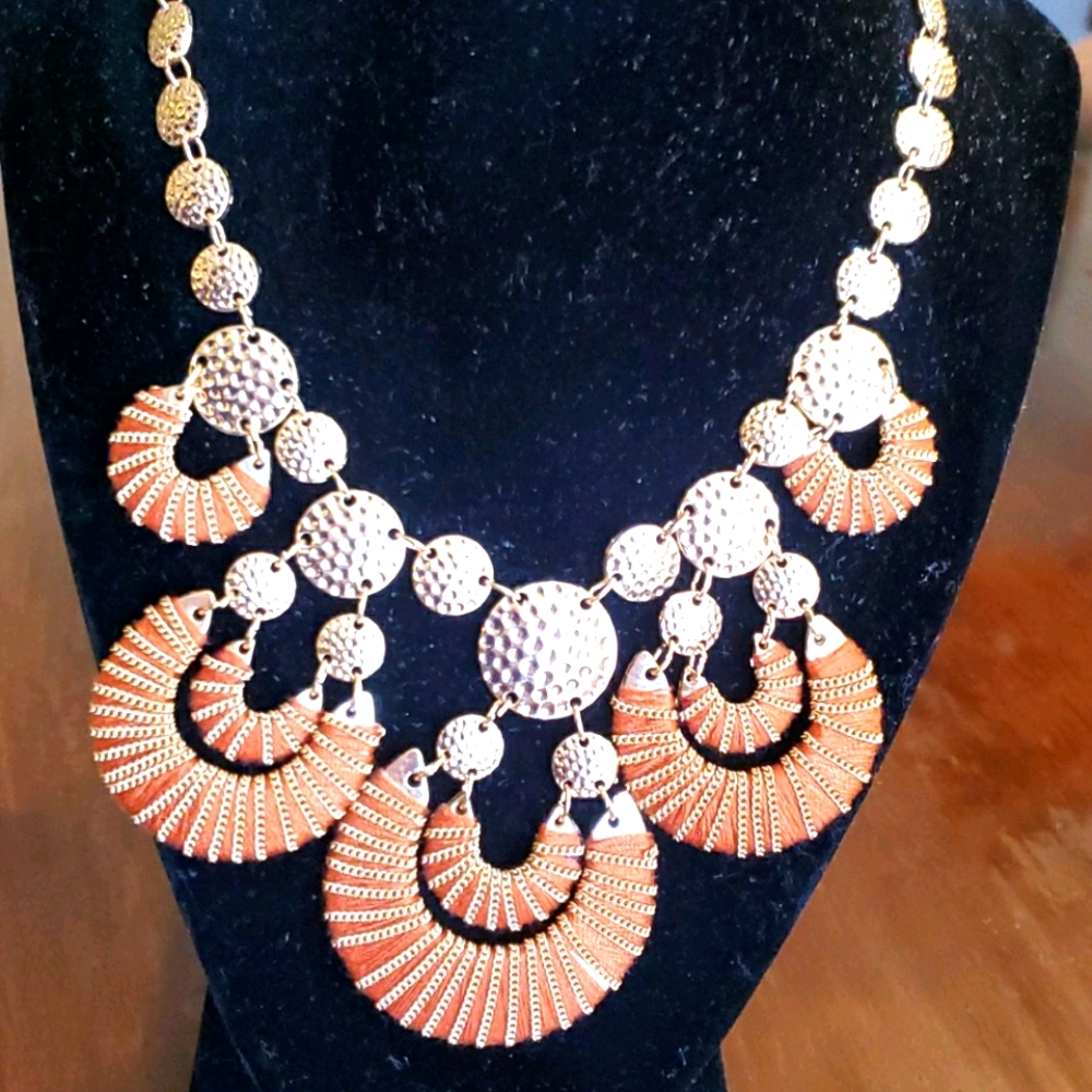 Time and Tru goldtone half moon statement necklace